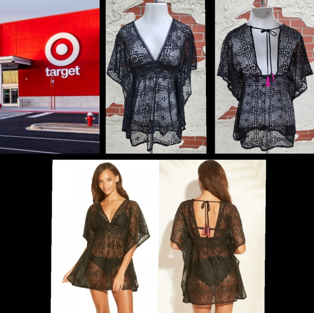 New MEDIUM Xhilaration TARGET blace lace crochet swimsuit cover up short dress